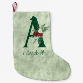 Winter Blommigt Illustrated Brev A Personlig Liten Julstrumpa