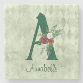 Winter Blommigt Illustrated Brev A Personlig Stenunderlägg