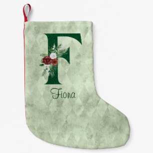 Winter Blommigt Illustrated Brev F-Personlig Liten Julstrumpa