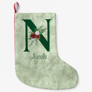 Winter-Blommigt Illustrated Brev N-Personlig Liten Julstrumpa