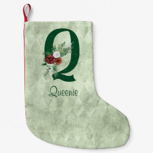 Winter-Blommigt Illustrated Brev Q-Personlig Liten Julstrumpa