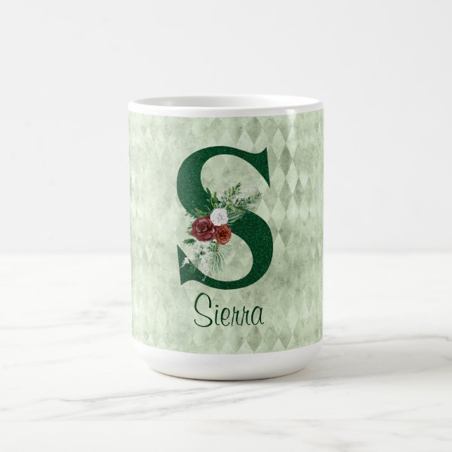 Winter-Blommigt Illustrated Brev S-Personlig Kaffemugg (Center)