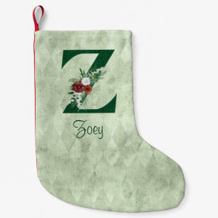 Winter-Blommigt Illustrated Brev Z-Personlig Liten Julstrumpa
