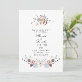 Winter blommigt och Foliage Watercolor Bröllop Inbjudningar