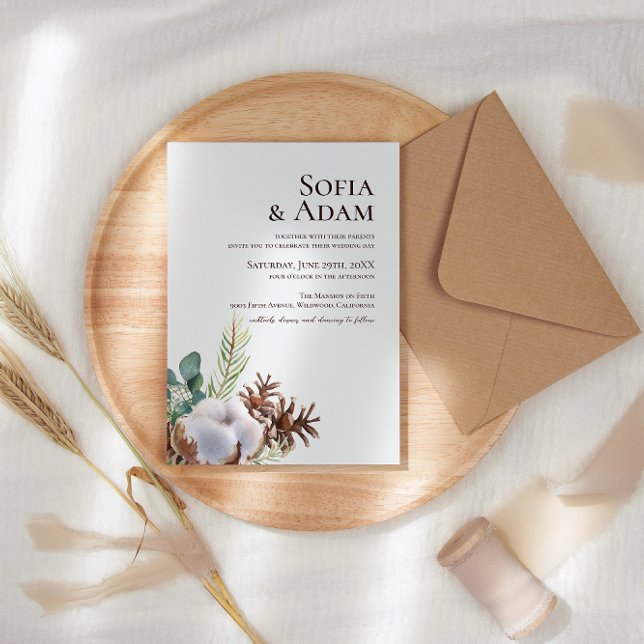 Winter Blommigt Poinsettia Watercolor Bröllop Inbjudningar (Skapare uppladdad)