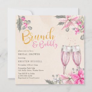 Winter Blommigt Rosa Brunch BubLY Möhippa Inbjudningar