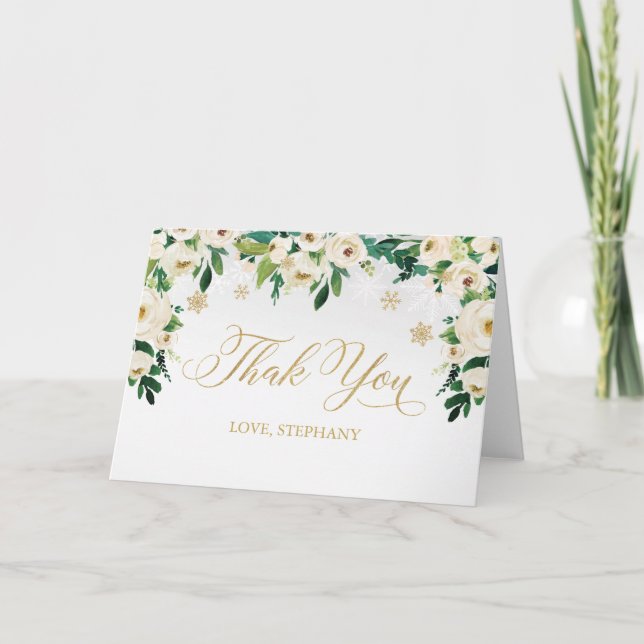 Winter blommigt snowflake tack kort (Framsida)