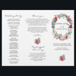 Winter Blommigt Wandeand Tri Fold Bröllopsprogram<br><div class="desc">Unik design med vinterkrans med julkrans (gräs grenar,  koner,  bollar,  vita och röda blommor,  bär),  grönenergi från boll,  på vit bakgrund,  på baksidan av blommigten,  på burg bakgrund. Använda Anpassa verktyg om du vill lägga till din information. Se även min Winter Helgdagars Collection.</div>