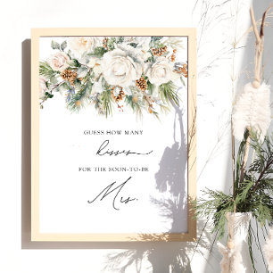 Winter-Blommigten Hur många Kisses-Möhippa-spel Poster