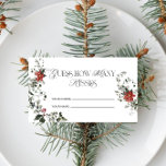 Winter-Blommigten Hur många Kisses-Möhippa-spel Tilläggskort<br><div class="desc">Winter-Blommigten Hur många Kisses Möhippa-jaktkort fångar romantik och skönheten i ett vinter-underland med en liten charm. Utformningen har en vattenfärgad illustration av evergreen grenar som dammats med snö och som skapar en mjuk, föränderlig bakgrund för ett firande. Röda blommigtar och bär är sammanflätade med gröna, ge utformningen av säsong, men...</div>