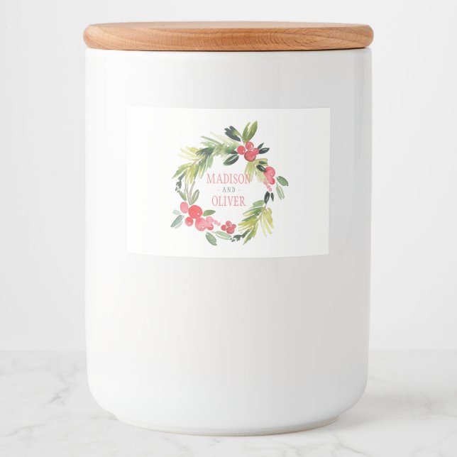 Winter-Blommigten Vattenfärgning Utandning | BRÖLL Mat Etiketter (Framsida)