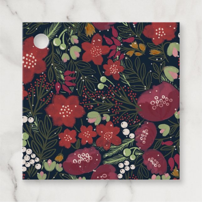 Winter-blommor - Märkre för gåvor Etiketter (Framsida)