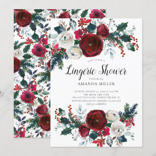 Winter Bloom Blommigt Möhippa Lingerie Shower Inbjudningar