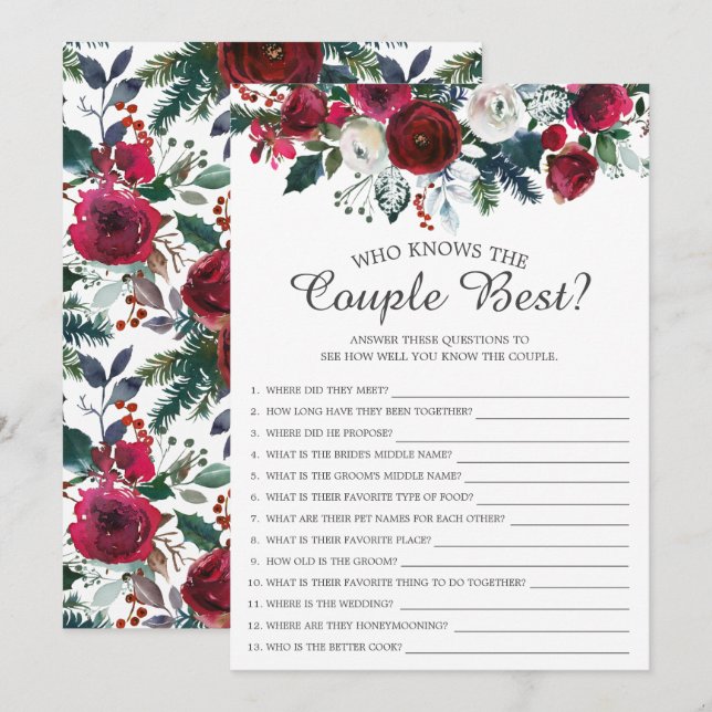 Winter Bloom som känner till par bästa Möhippa-spe Inbjudningar (Fram/baksida)