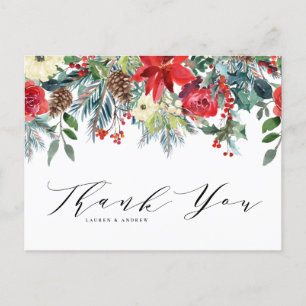 Winter Blooms Garland Botanical Bröllop Tack Vykort