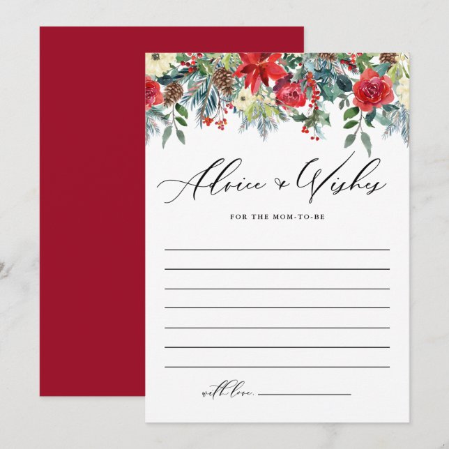 Winter Blooms Garland Önskemål för Mamma Baby Show Rådkort (Fram/baksida)