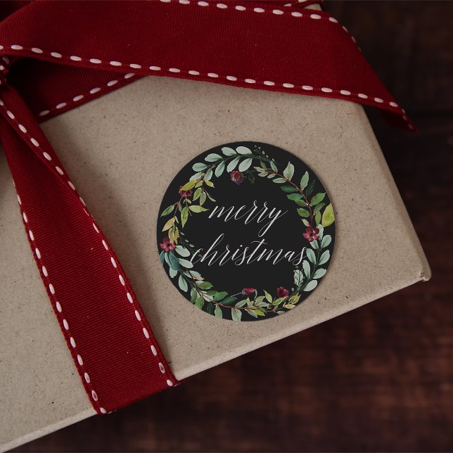 Winter Blooms | GOD JUL Runt Klistermärke (Skapare uppladdad)