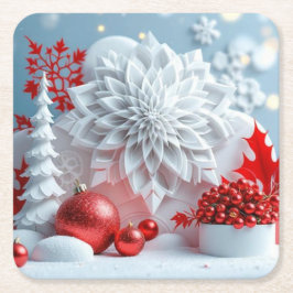 Winter Blossom Composition Underlägg Papper Kvadrat