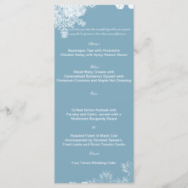 Winter Blue and White Snowflake Bröllop Menu Meny