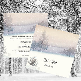 Winter Blue and White Wedding Inbjudningar