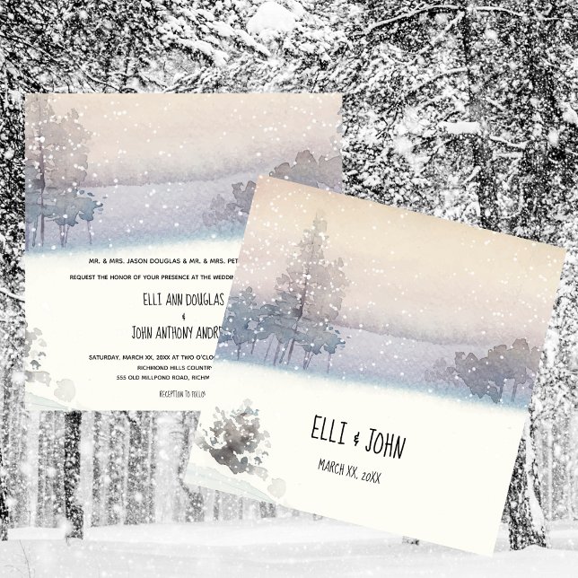Winter Blue and White Wedding Inbjudningar (Winter Wedding Blue and White Invitation)