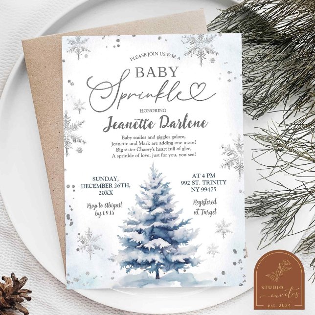 Winter Blue Baby Sprinkle Boy Baby Shower Inbjudningar (Skapare uppladdad)