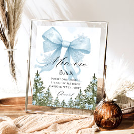 Winter Blue Bow Baby Shower Mamma-osa Pub Poster