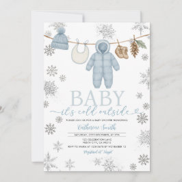 Winter Blue Boy Baby Det är Kallet utanför babyska Inbjudningar