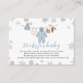 Winter Blue Boy Baby Shower Snow Books for Baby Tilläggskort