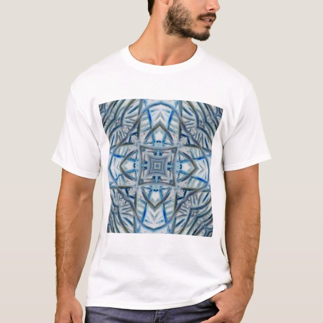 Winter Blue Crystal Mönster T Shirt (Framsida)