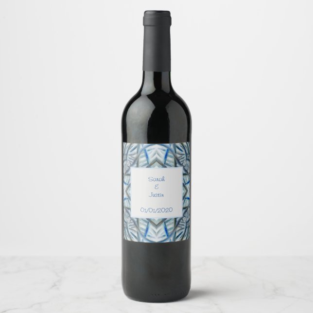 Winter Blue Crystal Mönster Vin & Sparkling Vin Vinflaska Etikett (Framsida)