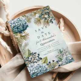 Winter Blue Floral Quinceañera Spara Datumet