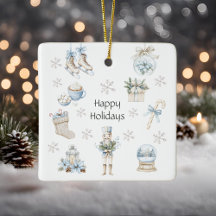 Winter Blue Glad helg Watercolor