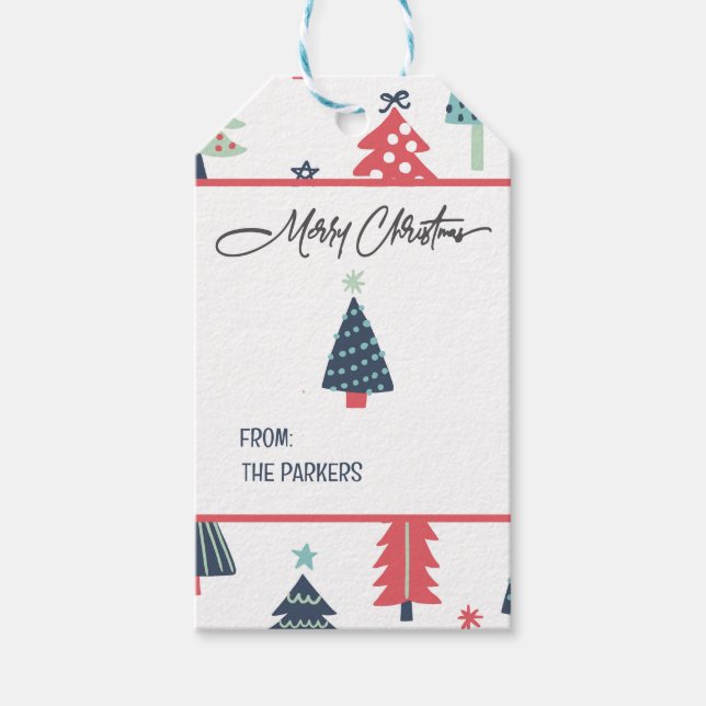 Winter Blue Holiday Gift Tags Presentetikett (Framsidan)