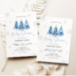 Winter Blue Julgran Baby Shower Boy Inbjudningar<br><div class="desc">Rosa Julgran och snowflake-inbjudan till babydusch.</div>