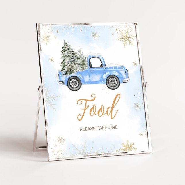 Winter Blue Lastbil Food Poster (Blue Baby It's Cold Outside Baby Shower Food Sign)