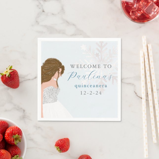 Winter Blue Mis Quince 15:e födelsedagen Quinceañe Pappersservett (Insitu)