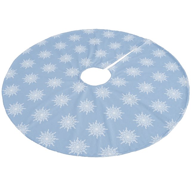 Winter Blue Music Note Snowflake Mönster Julgransmatta Fleece (Vinklad)