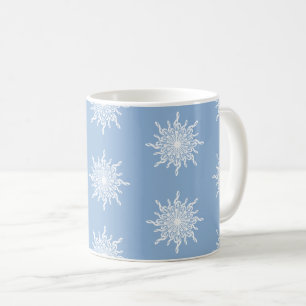 Winter Blue Ornamental G-Clef Snowflake Mönster Kaffemugg