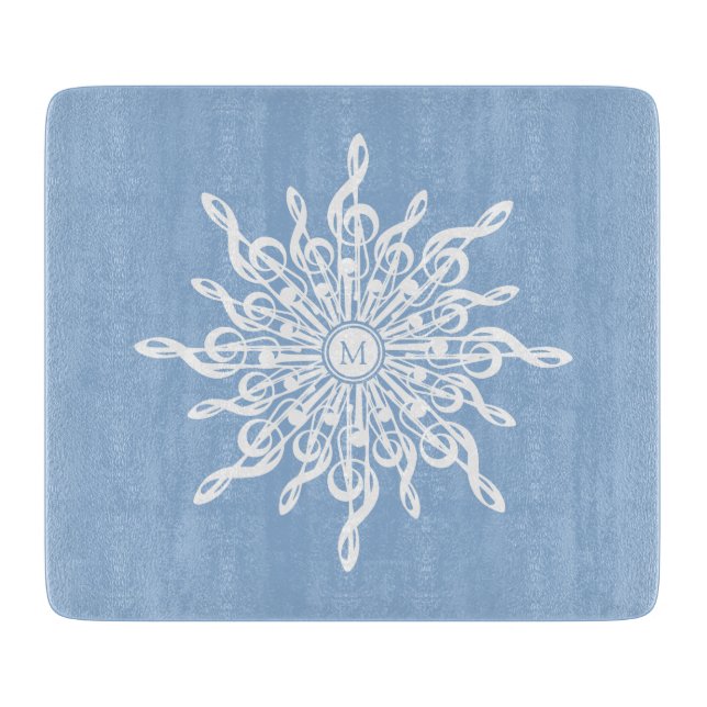 Winter Blue Ornamental Monogram G-Clef Snowflake (Framsidan)