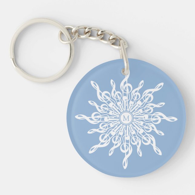 Winter Blue Ornamental Monogram G-Clef Snowflake (Framsidan)