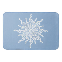 Winter Blue Ornamental Monogram G-Clef Snowflake Badrumsmatta