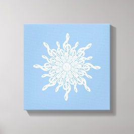 Winter Blue Ornamental Monogram G-Clef Snowflake Canvastryck