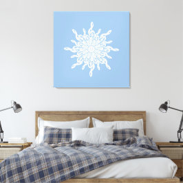 Winter Blue Ornamental Monogram G-Clef Snowflake Canvastryck