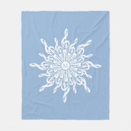 Winter Blue Ornamental Monogram G-Clef Snowflake Fleecefilt