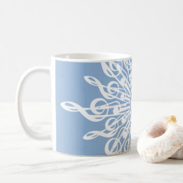 Winter Blue Ornamental Monogram G-Clef Snowflake Kaffemugg