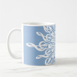 Winter Blue Ornamental Monogram G-Clef Snowflake Kaffemugg