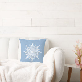 Winter Blue Ornamental Monogram G-Clef Snowflake Kudde