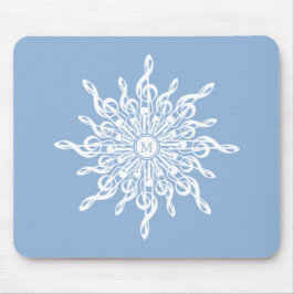 Winter Blue Ornamental Monogram G-Clef Snowflake Musmatta