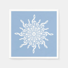 Winter Blue Ornamental Monogram G-Clef Snowflake Pappersservett